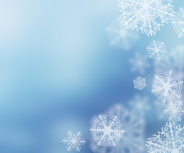 Blue christmas background with white subtle snowflakes