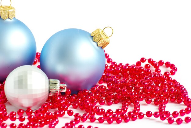 Blue christmas balls  isolated on a white