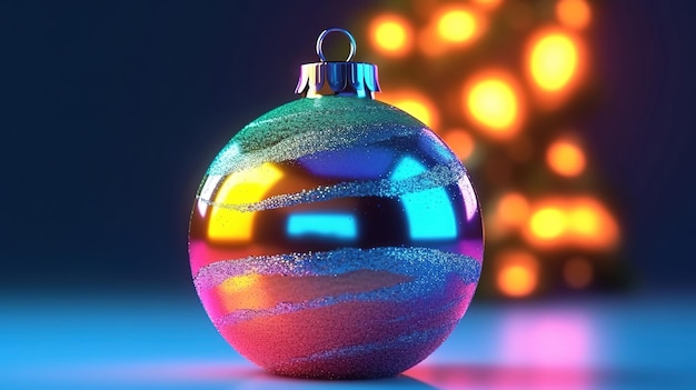 Photo blue christmas balls with decoration on shiny background generative ai