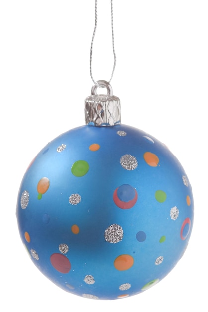 Blue Christmas bauble on white