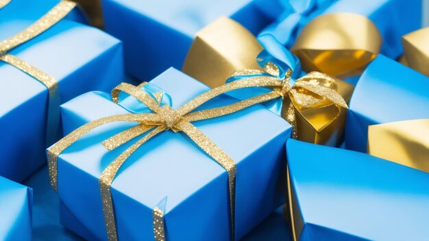 Blue christmas giftboxes