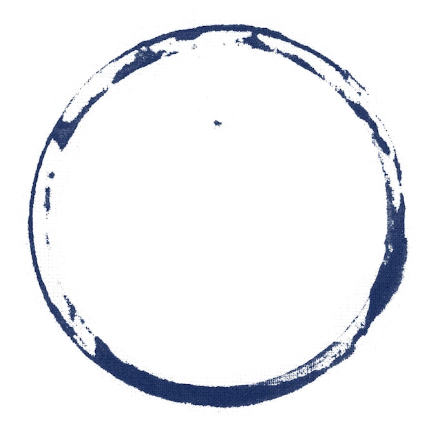 Blue circle frame png blue block print style