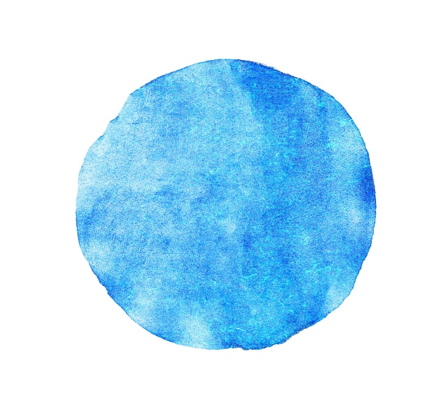 Blue circle watercolor texture paint isolated.