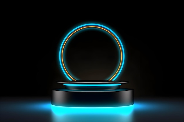 A blue circle with a light on it