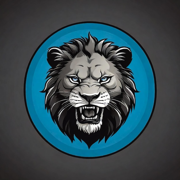 Photo a blue circle with a lions head that has the word wolf on it