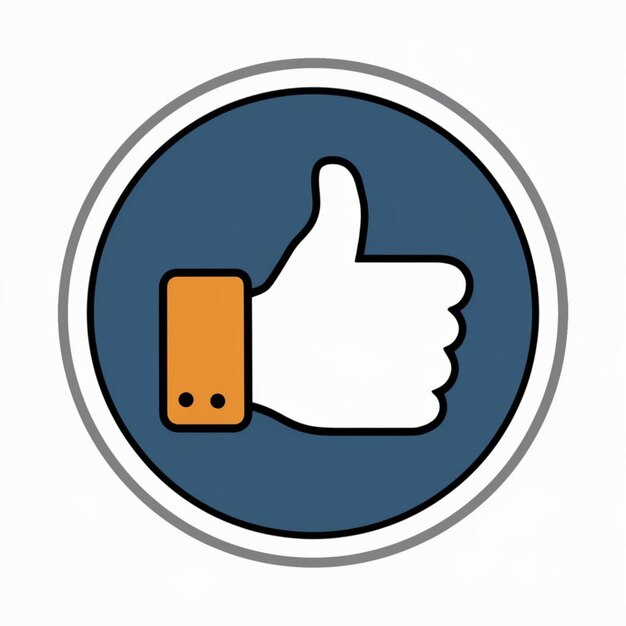 a blue circle with a picture of a thumb up