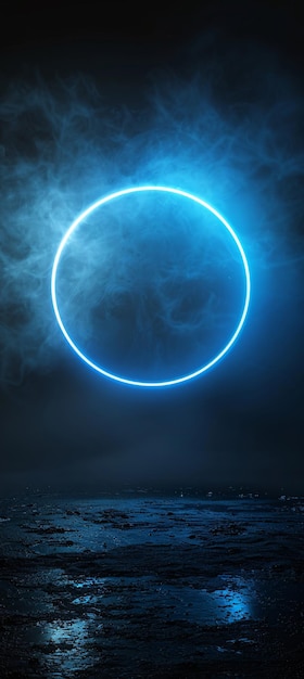 a blue circle with smoke