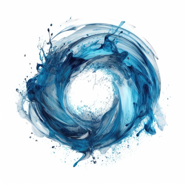 A blue circle with a splash of water in the middle.