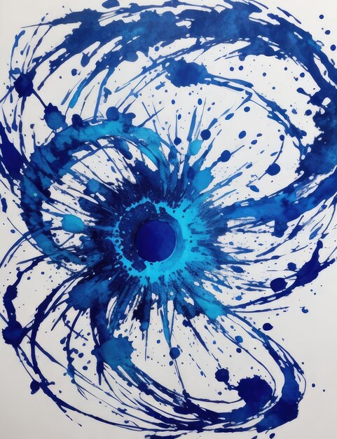 Photo a blue circle with water and blue paint