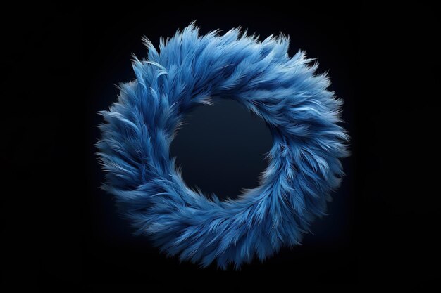 A blue circular wreath fur generative ai