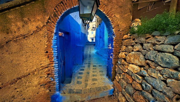 Foto città blu di chefchaouen marocco africa settentrionale africa