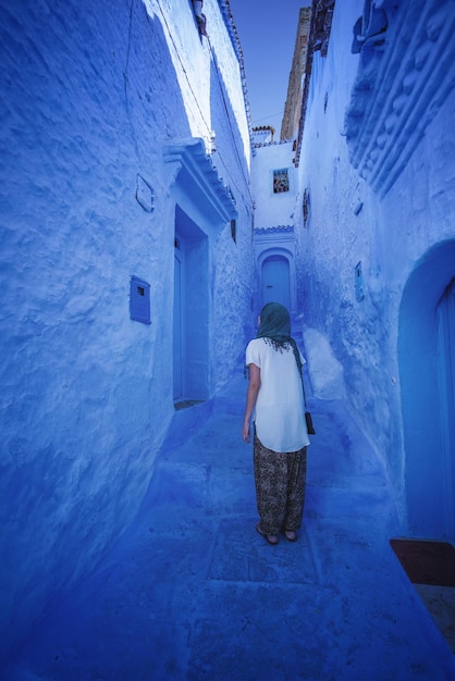 Photo the blue city we travelled from sevilla to tarifa then took a ferry to tangier then a taxi to chefchaouen morocco  a new beginning
