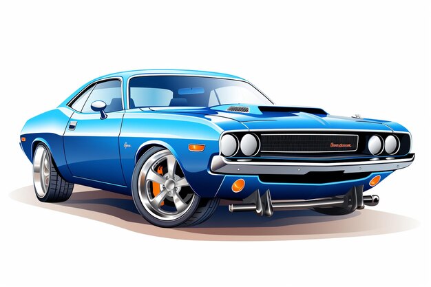 Blue classic car on a white background Vector illustration Eps 10