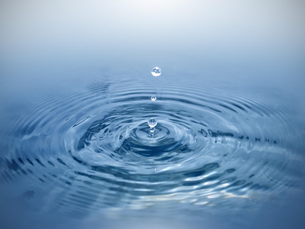 Blue clean water drop and surface abstract background