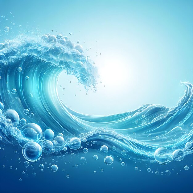 blue clean water wave with air bubbles background