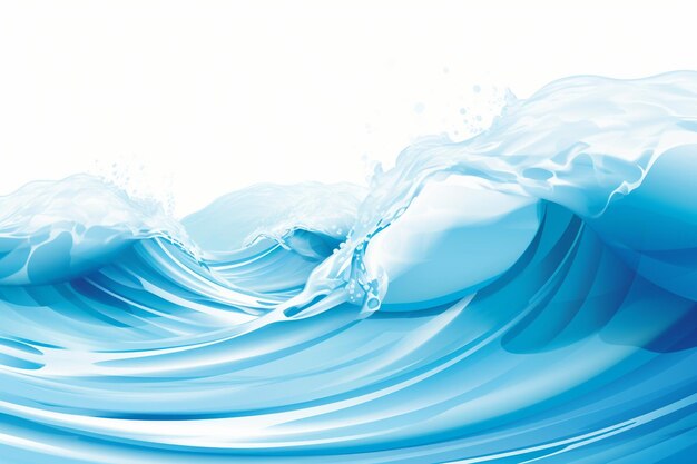 Фото Голубая волна чистой воды с пузырьками воздуха на фоне
