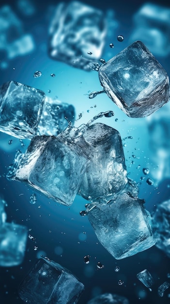 синие прозрачные кубики льда обои фото
