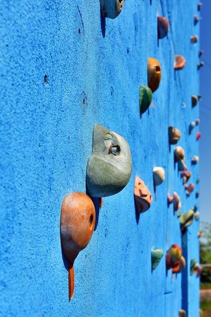 Blue climbing wall