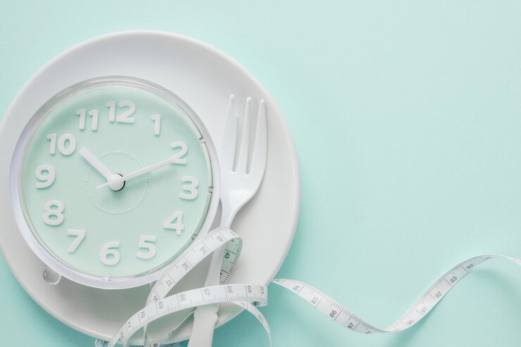 Blue clock on white plate