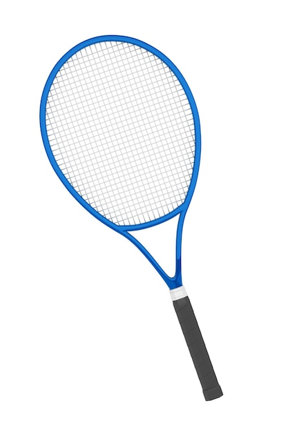 Blue Closeup Tennis Racket on a white background