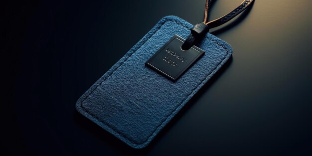 blue cloth tag on black surface s