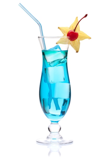 Blue cocktail with carambola