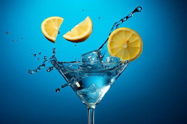 Photo blue cocktails on a blue background