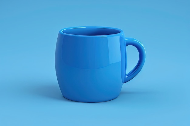 Photo a blue coffee cup with a white label that says a on the bottom