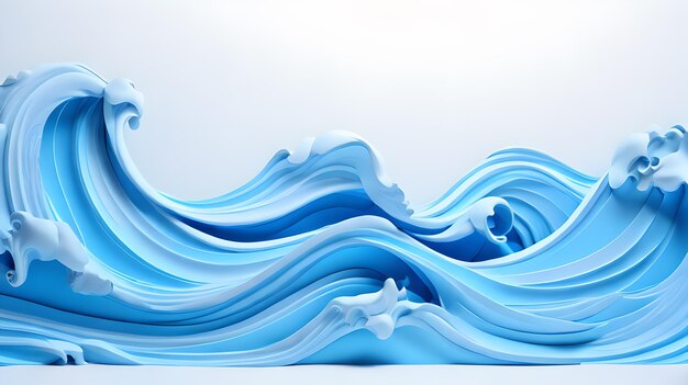 파란색 3D 바다 파도 물 풍경 배경 벽지