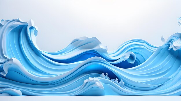 Photo blue color 3d sea wave water landscape background wallpaper