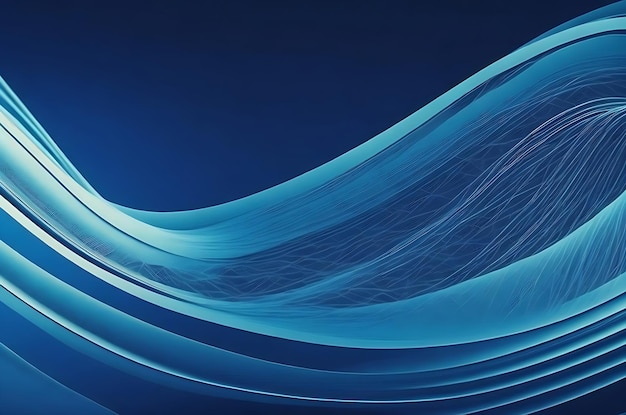 写真 青色の抽象的な背景デジタル粒子とライン波状の背景曲線スパイラル ライン