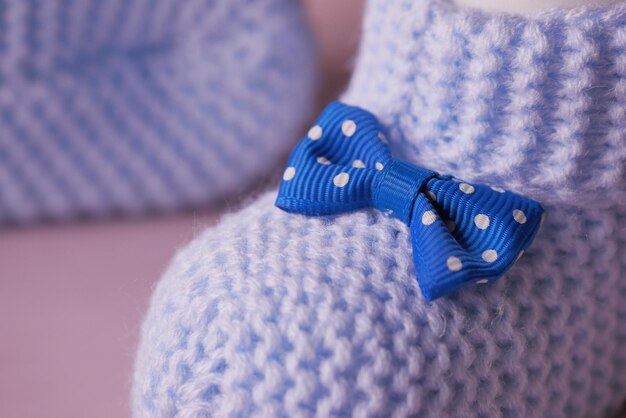 Blue color Knitted shoes for an infant