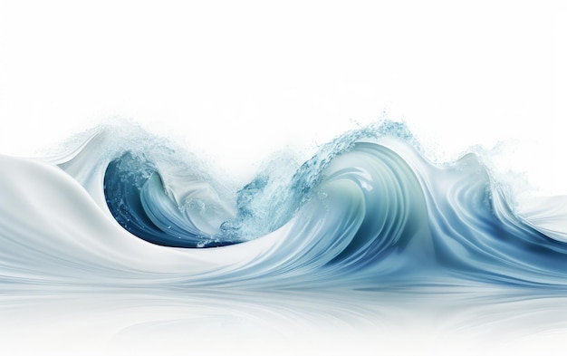 Foto colore blu marea oceanica isolata su sfondo bianco