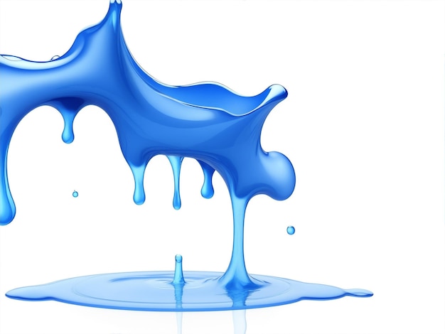 Blue color paint shaped in the air isolated