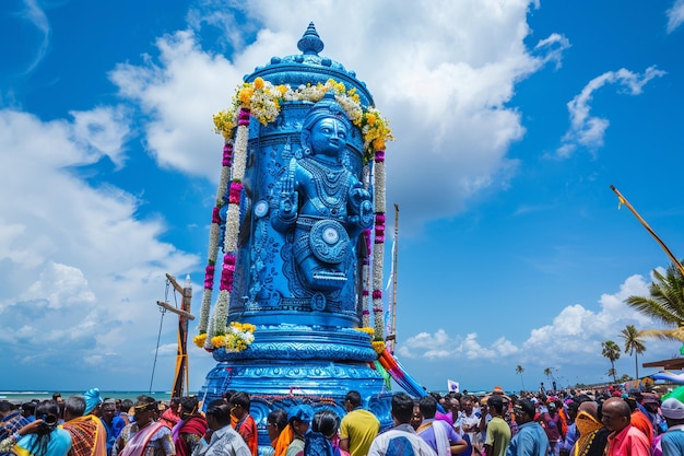 Photo blue color rath yatra with lord balaji