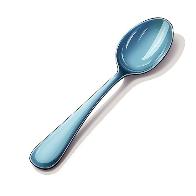 Blue color Spoon handdrawn vector white background isola