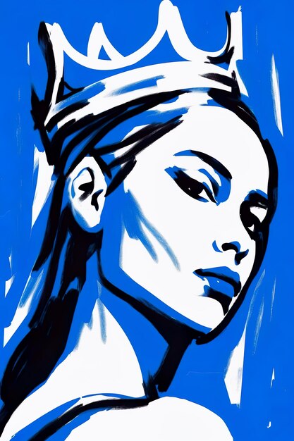 Фото Синий цвет абстрактный портрет женского лица