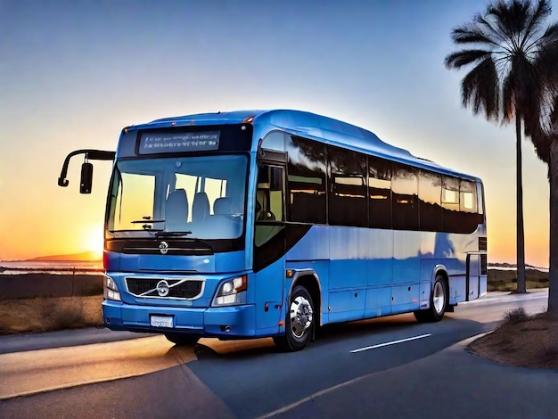Premium AI Image | blue color Volvo Bus Ai image