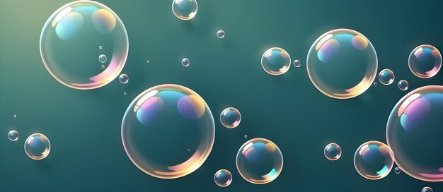 Foto blue colorful soap bubbles digital background design graphic banner website flyer ads gift card template artwork per decorazioni di siti web o il tuo print on demand business generato da ai