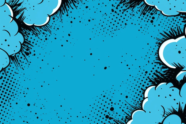 Blue comic background with lines and halftone