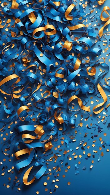 Blue confetti and carnival ribbons confetti background party decoration ribbon ai generative