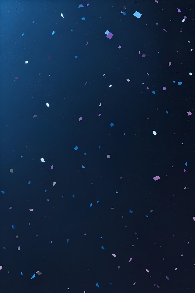 Photo blue confetti flying in air