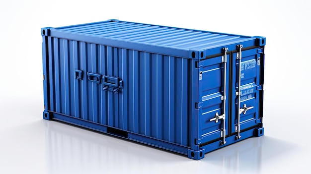 a blue container with the word " shipping " on the side.