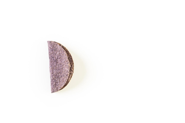 Blue corn taco shells on a white background.