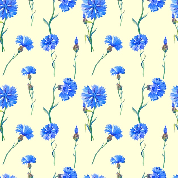 베이지 색 바탕에 파란색 cornflowers