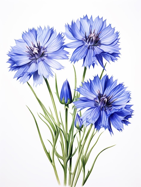 Blue cornflowers wildflowers meadows glades Village Wildlife Botany Herbarium Tea Tincture Medicine