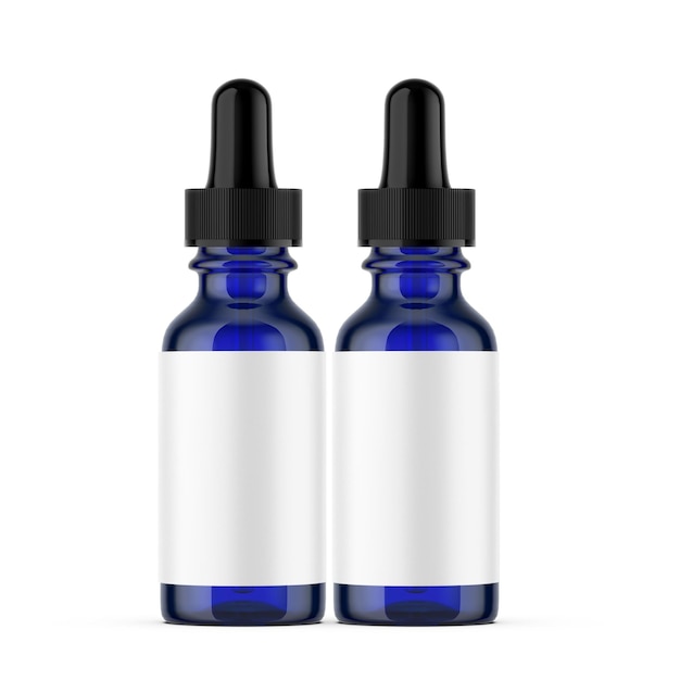 Photo blue cosmetic self care serum dropper bottle mockup