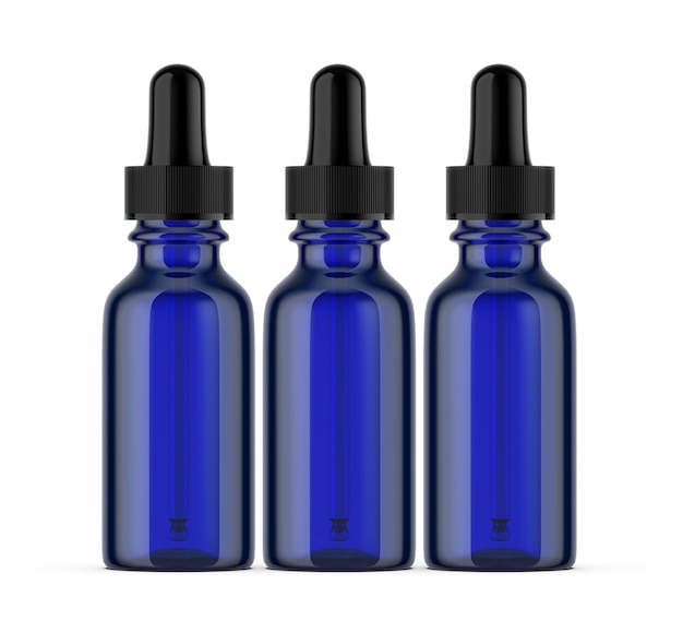 Blue cosmetic self care serum dropper bottle mockup