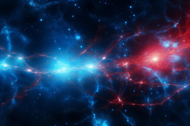 Blue cosmos astronomy current science red electricity wires space galaxy