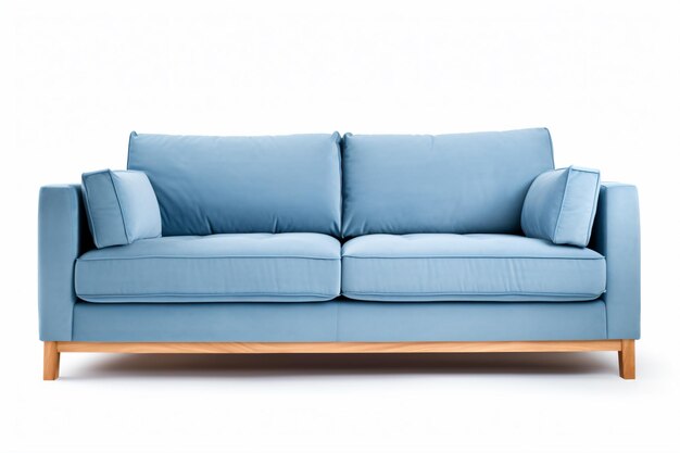 Photo a blue couch with pillows on it